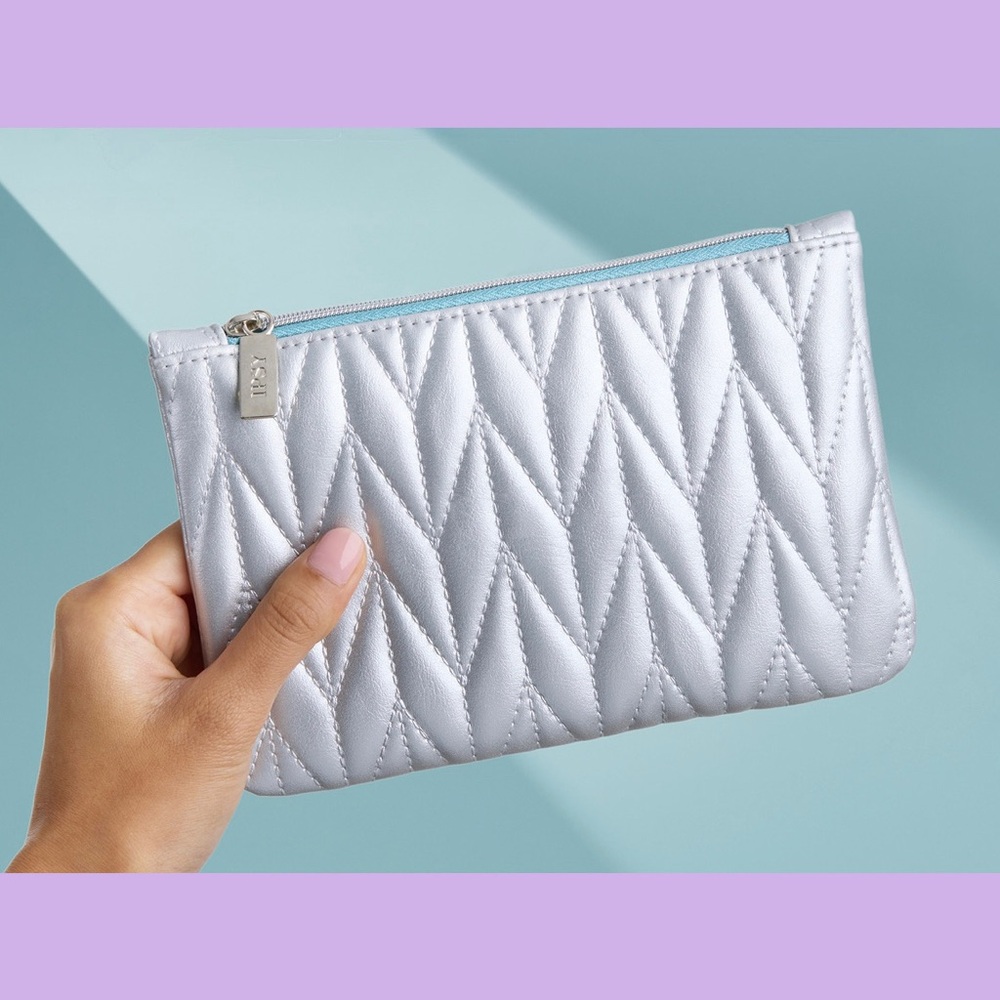 3 for $16 - NEW Ipsy Silver Quilted Cosmetic Bag - Picture 3 of 11